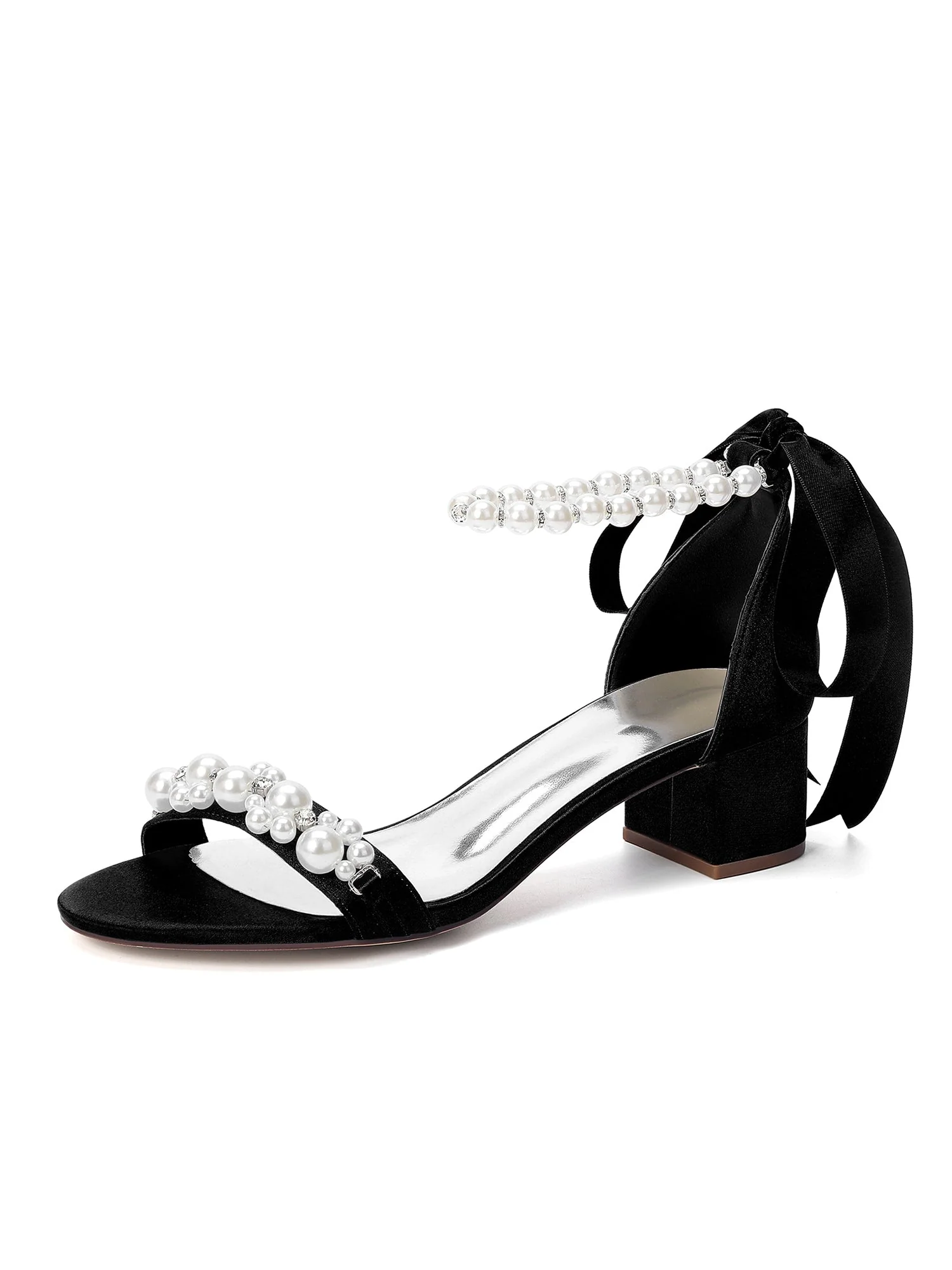 Sandales Bride Cheville Perles et Lien Satin